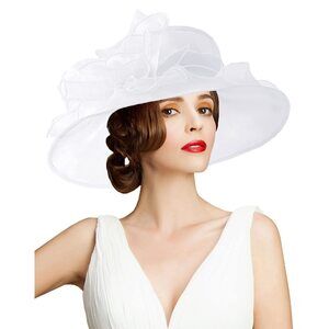 7443 Organza Kentucky Fascinator Hat- Women’s Wide Brim Derby Church Bridal